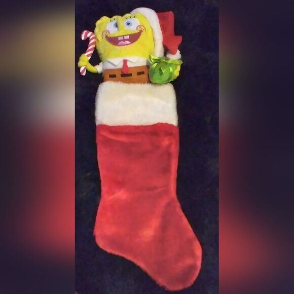 Adorable SpongeBob SquarePants Plush Head Christmas Stocking - Picture 2 of 5